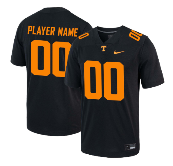 Men's Tennessee Volunteers Customized Black Stitched Game Jersey Men's Tennessee Volunteers Customized Black Stitched Game Jersey